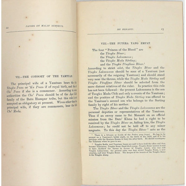 Sri Menanti Paper on Malay Subject Series (1914)